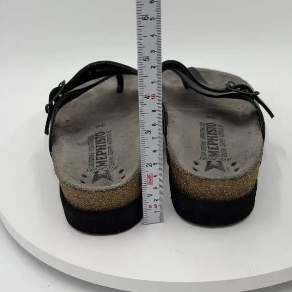 Mephisto Womens Helen Plus Sandal Size 36 US 6 Black Nubuck Leather Thong Slide - Picture 5 of 8